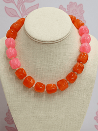 Color Block Bead Necklace - Orange/Pink - MerciGrace BoutiqueNecklace