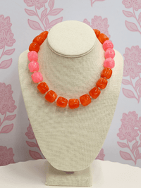 Color Block Bead Necklace - Orange/Pink - MerciGrace BoutiqueNecklace