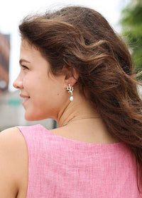 Coral Reef & Pearl Drop Earrings - Gold - MerciGrace BoutiqueEarrings