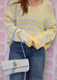 Relaxed fit yellow and blue striped sweater top