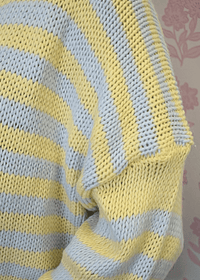 Daisy V - Neck Striped Sweater Top - Yellow/Blue - MerciGrace BoutiqueTop