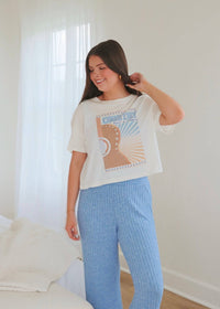 Dawn Smocked Mini Ribbed Pant - Riviera - MerciGrace BoutiquePants