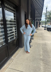 Dawn Smocked Rib Pant - Light Denim - MerciGrace BoutiquePants
