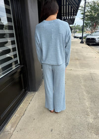 Dawn Smocked Rib Pant - Light Denim - MerciGrace BoutiquePants
