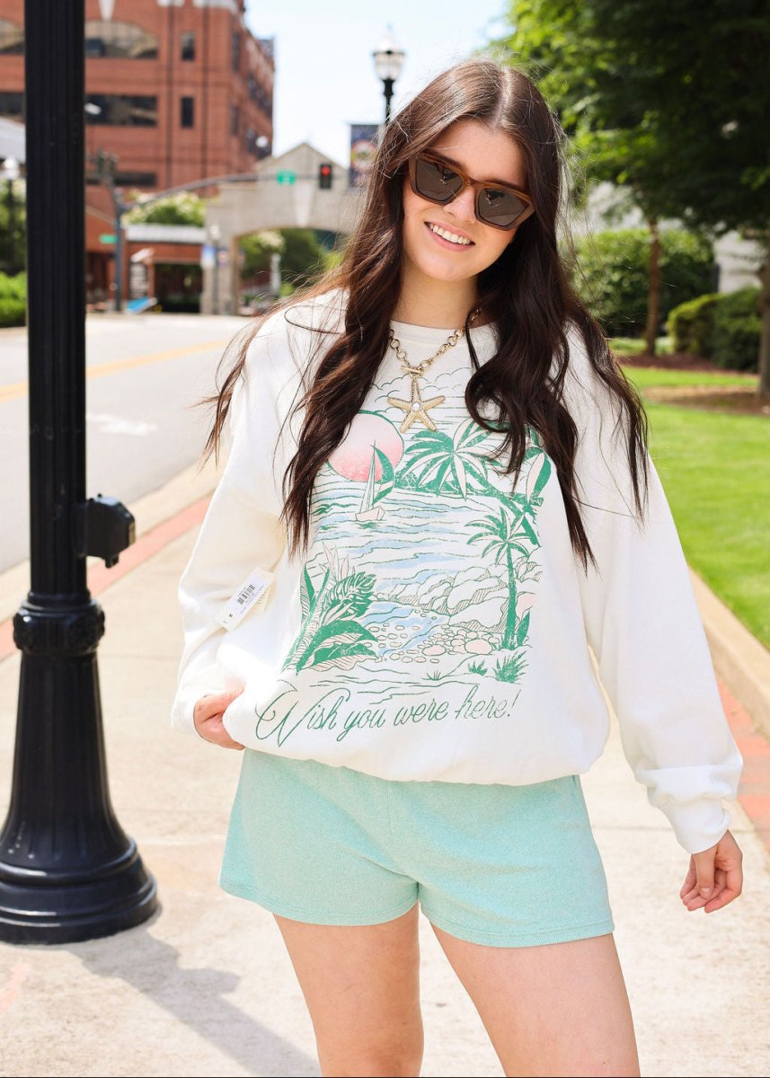 Dawn Smocked Shorts - Crystal Green - MerciGrace BoutiqueLounge