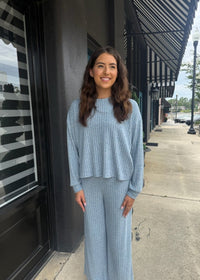 Daydream Rib Top - Light Denim - MerciGrace BoutiqueTop
