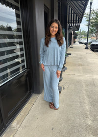 Daydream Rib Top - Light Denim - MerciGrace BoutiqueTop