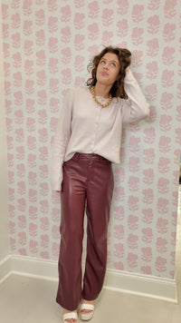 Night Vision Faux Leather Pants - Burgundy