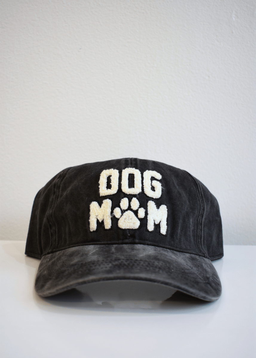 "Dog Mom" Baseball Cap - Washed Black
