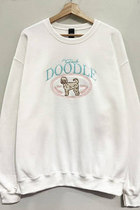Club Doodle embroidered sweatshirt displayed on hanger