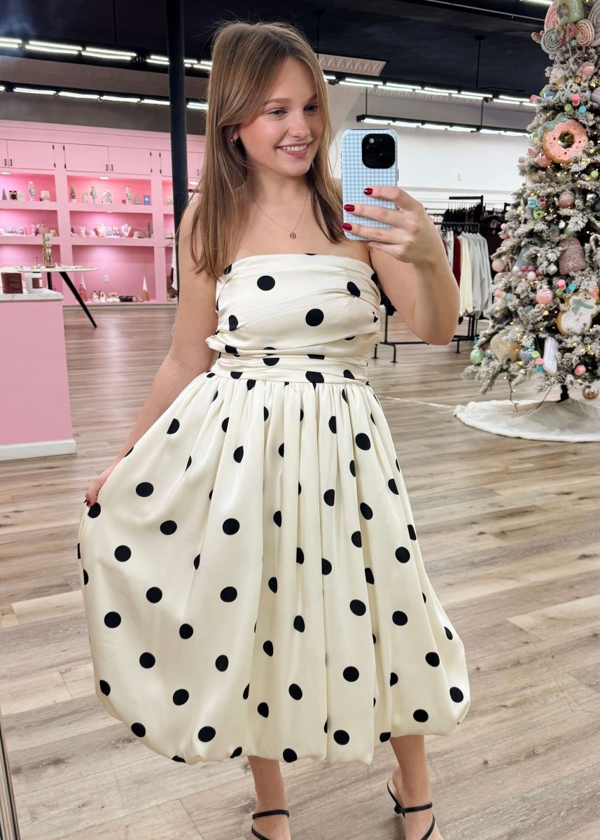 Dottie Bubble Midi Dress - Off White/Black - MerciGrace BoutiqueDress