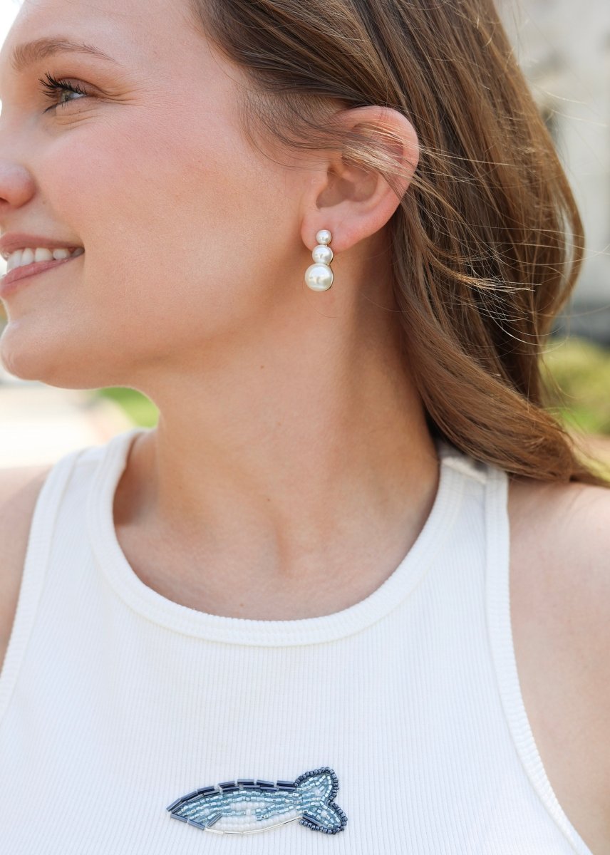Droplet Pearl Earrings - Gold