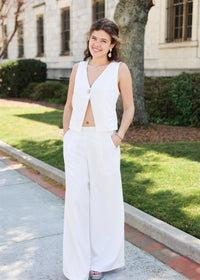 Elara Woven Vest Top - White/Silver - MerciGrace BoutiqueTop