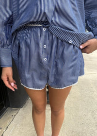 Elise Striped Shorts - Navy/White - MerciGrace BoutiqueShorts