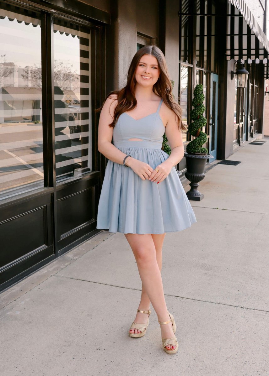 Ellie Mini Dress - Dusty Sky - MerciGrace BoutiqueDress