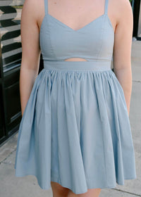 Ellie Mini Dress - Dusty Sky - MerciGrace BoutiqueDress