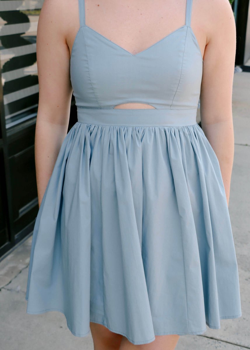 Ellie Mini Dress - Dusty Sky - MerciGrace BoutiqueDress