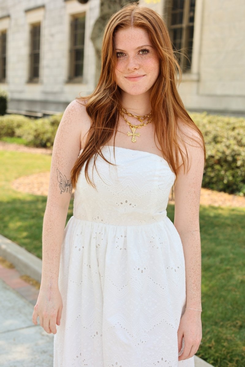 Elodie Eyelet Maxi Dress - White - MerciGrace BoutiqueDress