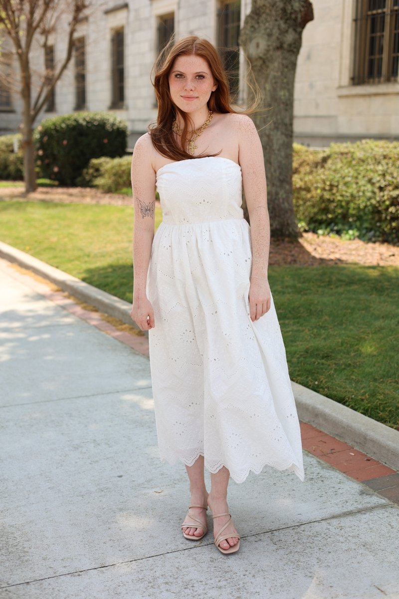 Elodie Eyelet Maxi Dress - White - MerciGrace BoutiqueDress