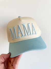 Women’s baby blue embroidered MAMA trucker hat