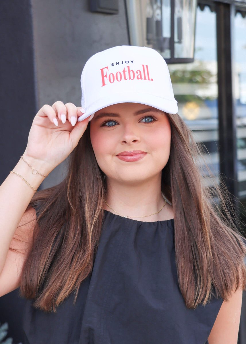 Enjoy Football Hat - White - MerciGrace BoutiqueHat