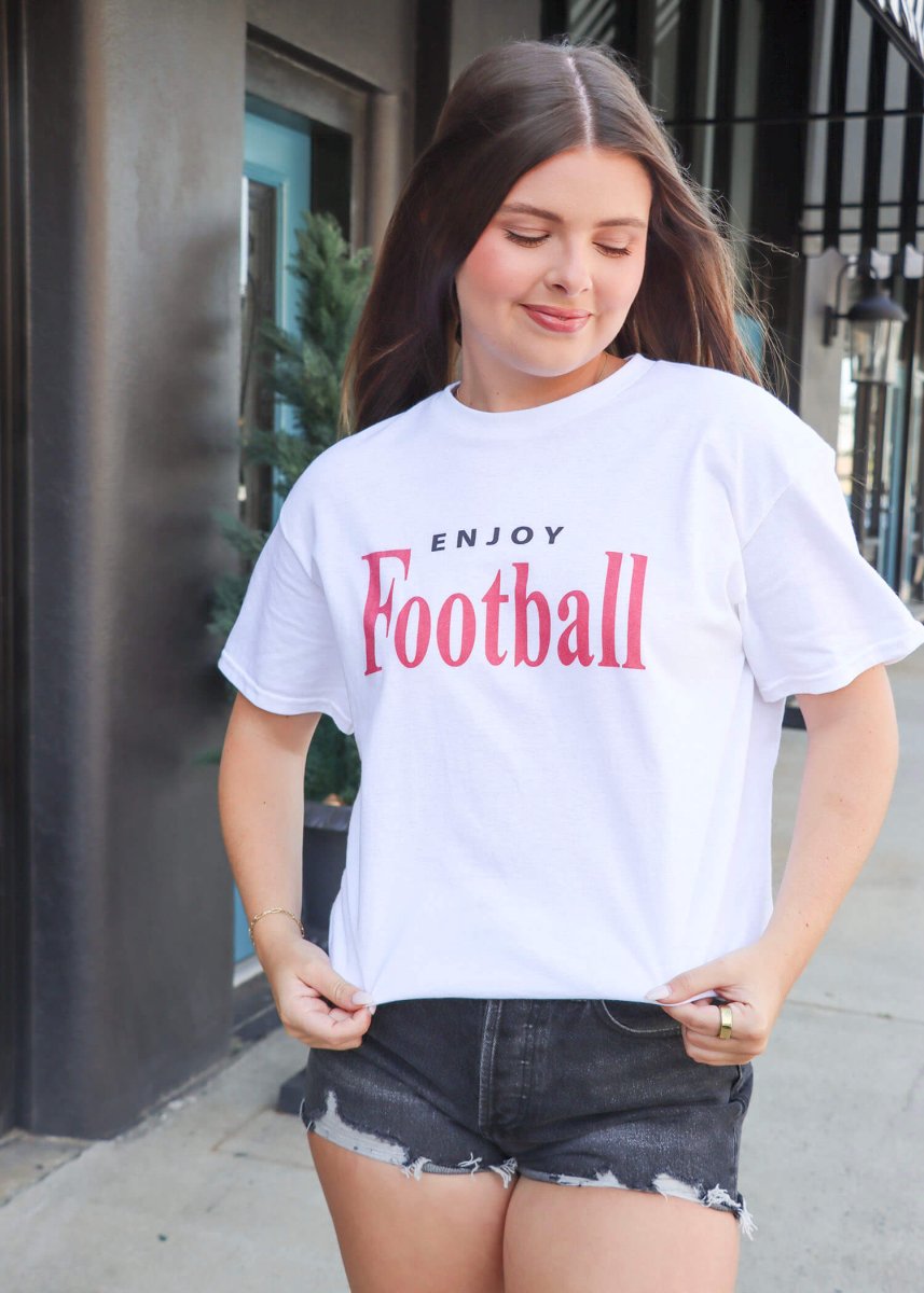 Enjoy Football Tee - White - MerciGrace BoutiqueT-Shirt