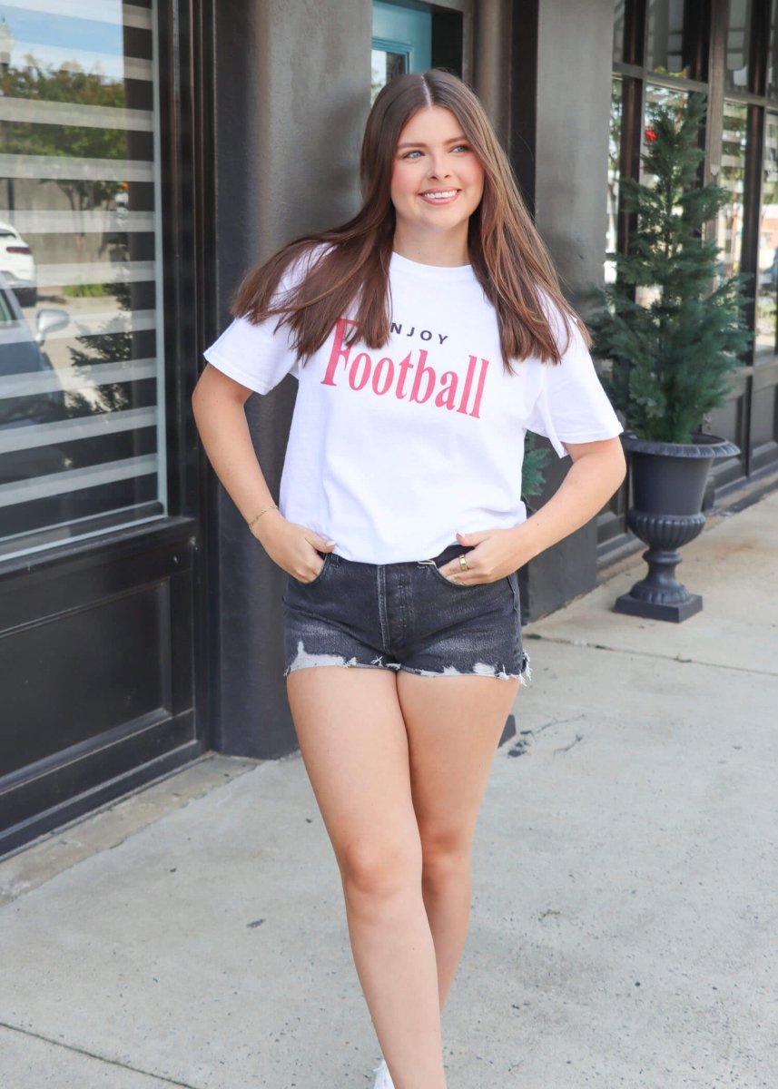 Enjoy Football Tee - White - MerciGrace BoutiqueT-Shirt