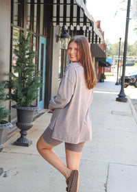 Espresso Ribbed Biker Short - Cocoa - MerciGrace BoutiqueShorts