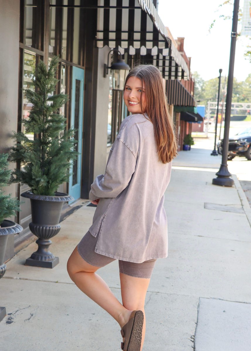 Espresso Ribbed Biker Short - Cocoa - MerciGrace BoutiqueShorts
