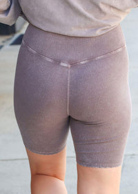Espresso Ribbed Biker Short - Cocoa - MerciGrace BoutiqueShorts