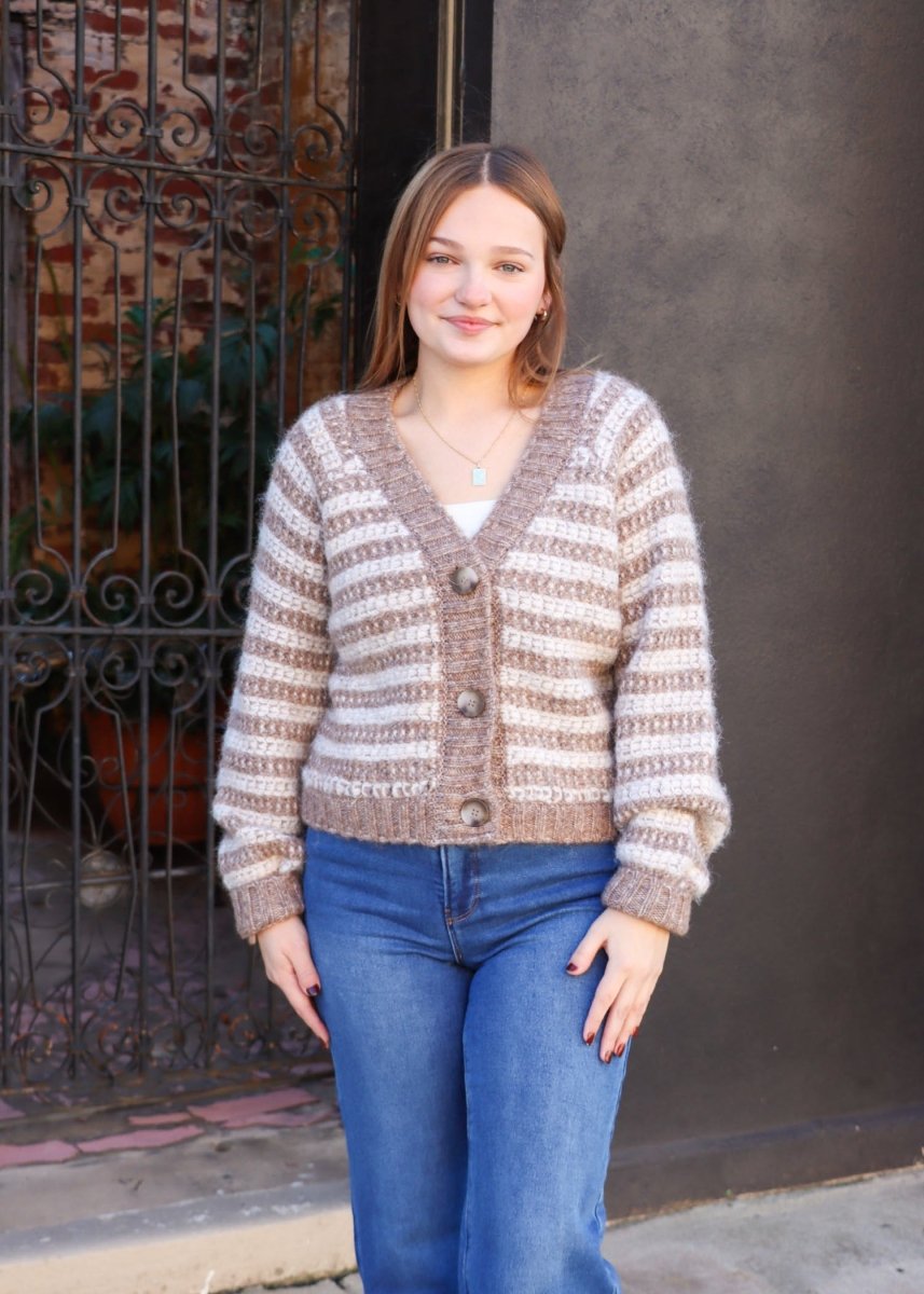 Este Metallic Stripe Cardigan - Campfire
