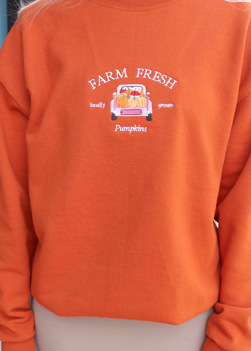 Farm Fresh Pumpkins Crew - Burnt Orange - MerciGrace BoutiqueSweatshirt