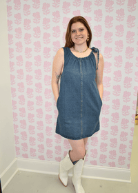 Farrah Shirred Neck Denim Shift Dress - MerciGrace BoutiqueDress