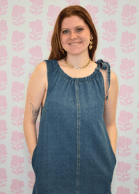 Farrah Shirred Neck Denim Shift Dress - MerciGrace BoutiqueDress