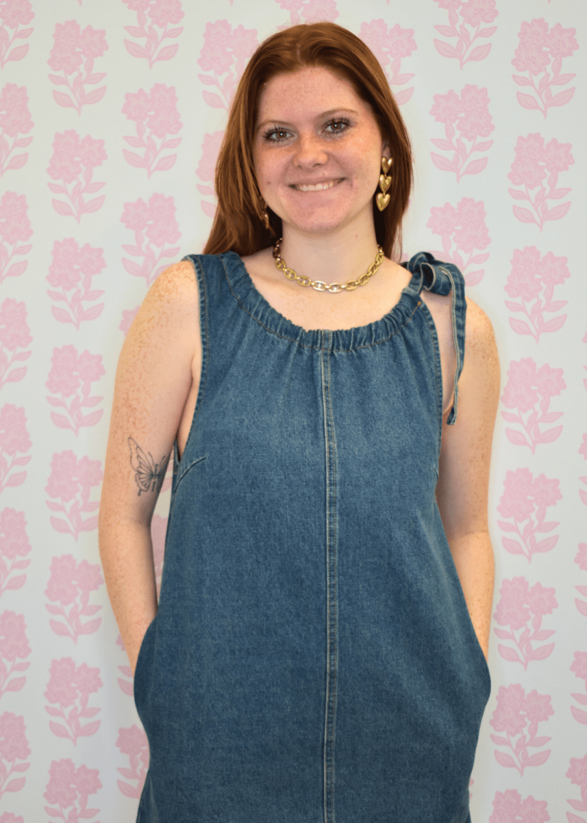 Farrah Shirred Neck Denim Shift Dress - MerciGrace BoutiqueDress