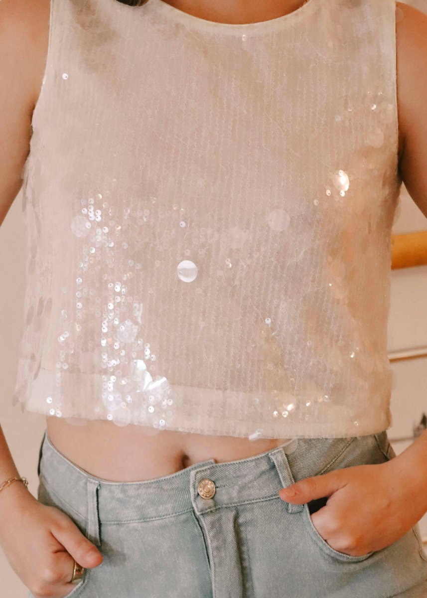 Finding Seashells Sequin Top - Nude - MerciGrace BoutiqueTop