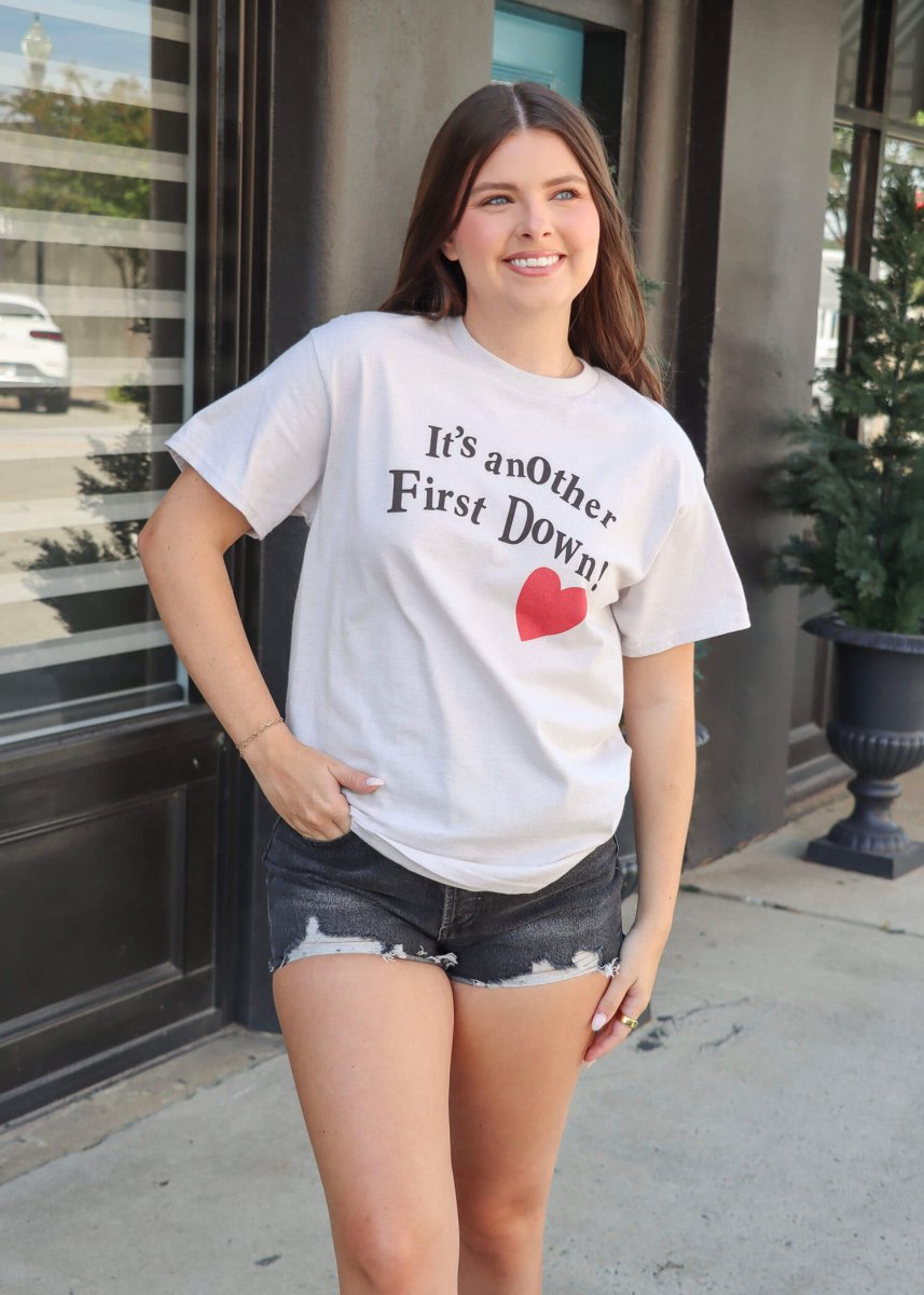 First Down Tee - Grey - MerciGrace BoutiqueT-Shirt