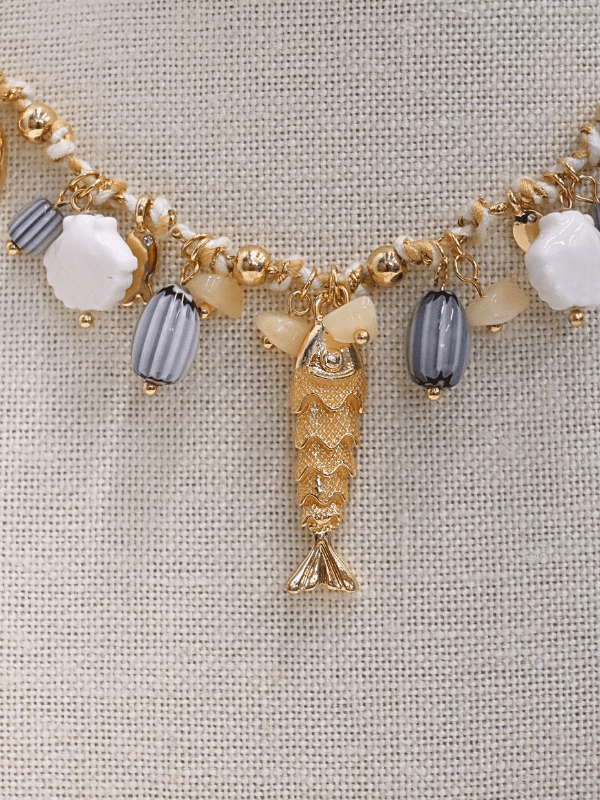 Fish & Sealife Multi Charm Cord Necklace - Multi - MerciGrace BoutiqueNecklace