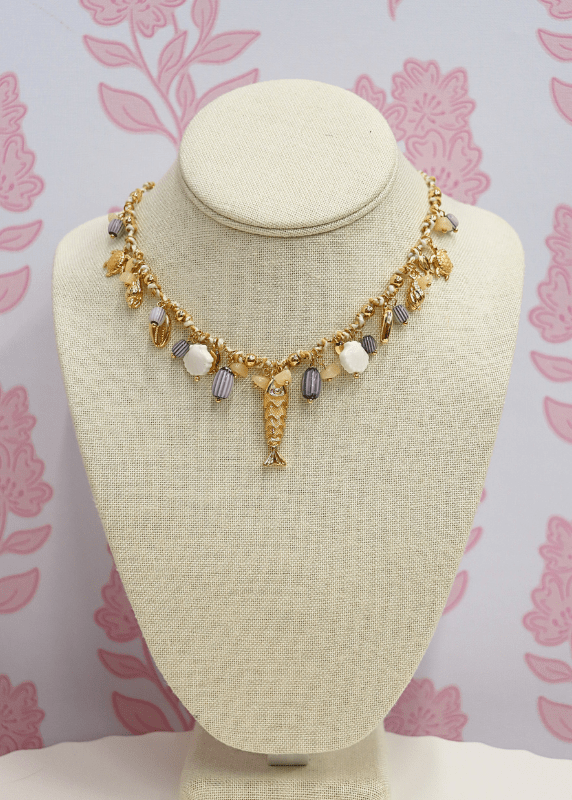 Fish & Sealife Multi Charm Cord Necklace - Multi - MerciGrace BoutiqueNecklace