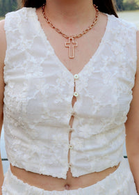 Flora Lace Vest - Off White - MerciGrace BoutiqueVest