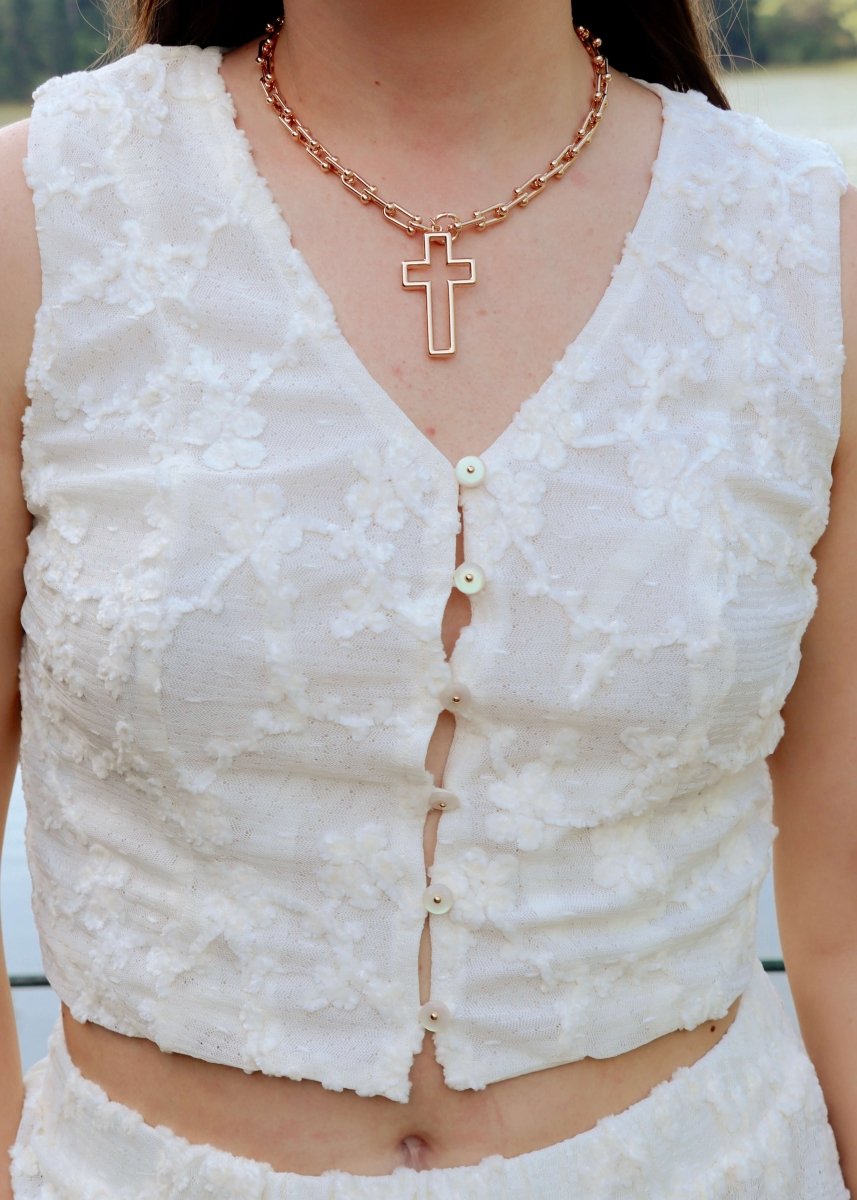 Flora Lace Vest - Off White - MerciGrace BoutiqueVest