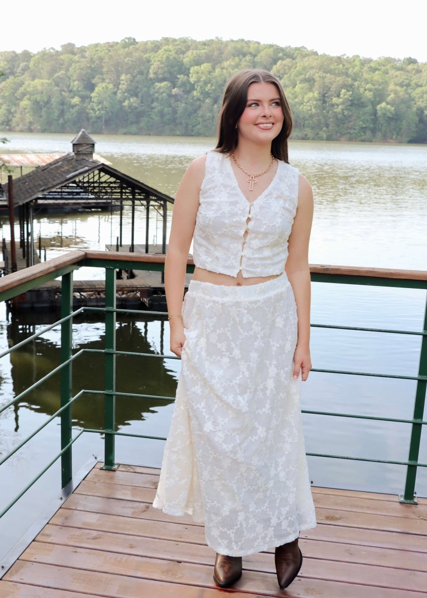 Flora Lace Vest - Off White - MerciGrace BoutiqueVest