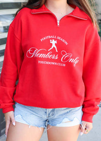 Football Members Only Quarter Zip - Red - MerciGrace BoutiqueSweatshirt