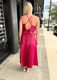 Forever Fuchsia Pleated Midi Dress - MerciGrace BoutiqueDresses