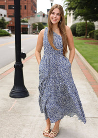 Freedom Blooms Maxi Dress - Blue/White - MerciGrace BoutiqueDress