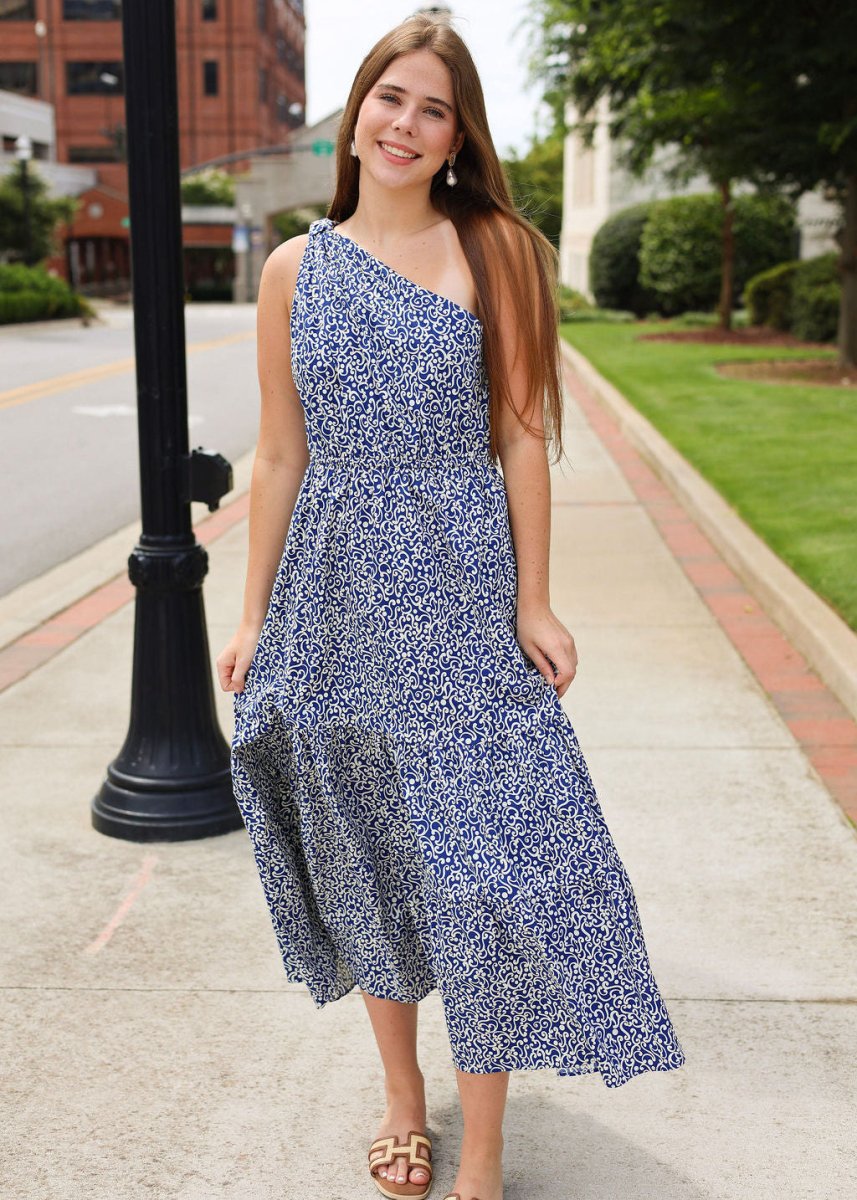 Freedom Blooms Maxi Dress - Blue/White - MerciGrace BoutiqueDress