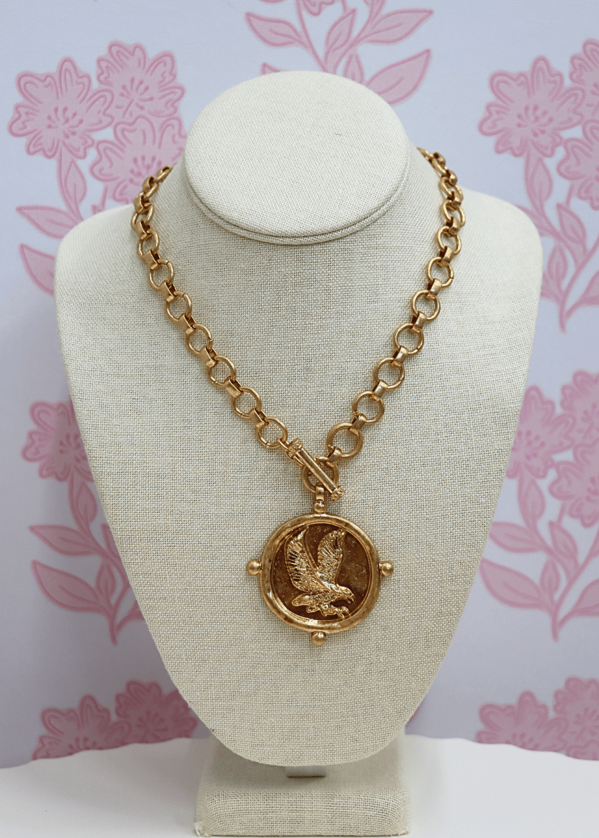 Gameday: Eagle Pendant Necklace Set - Vintage Gold - MerciGrace BoutiqueNecklace