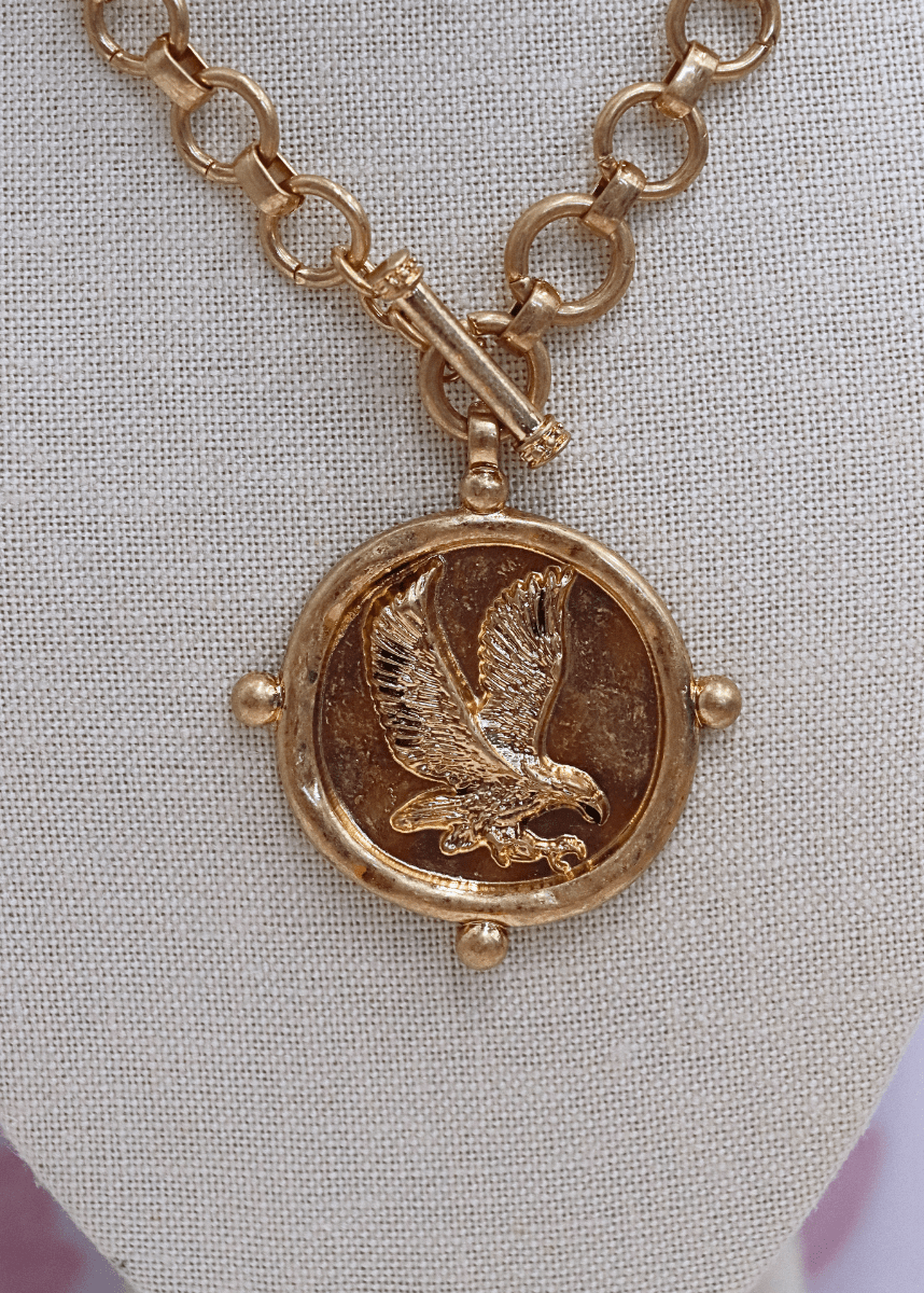 Gameday: Eagle Pendant Necklace Set - Vintage Gold - MerciGrace BoutiqueNecklace