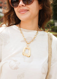 Geometric Rectangle Necklace - Gold - MerciGrace BoutiqueNecklace
