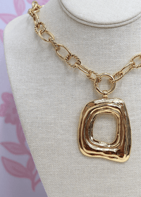 Geometric Rectangle Necklace - Gold - MerciGrace BoutiqueNecklace